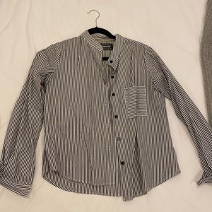 Reformation XS charcoal and white striped button down